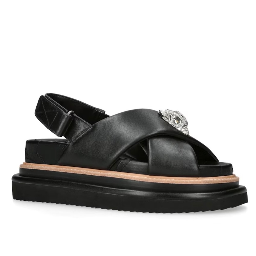 Kurt Geiger Orson Sandals Women 39 Black Excellence Crystal Eagle Head Platform - Picture 4 of 8